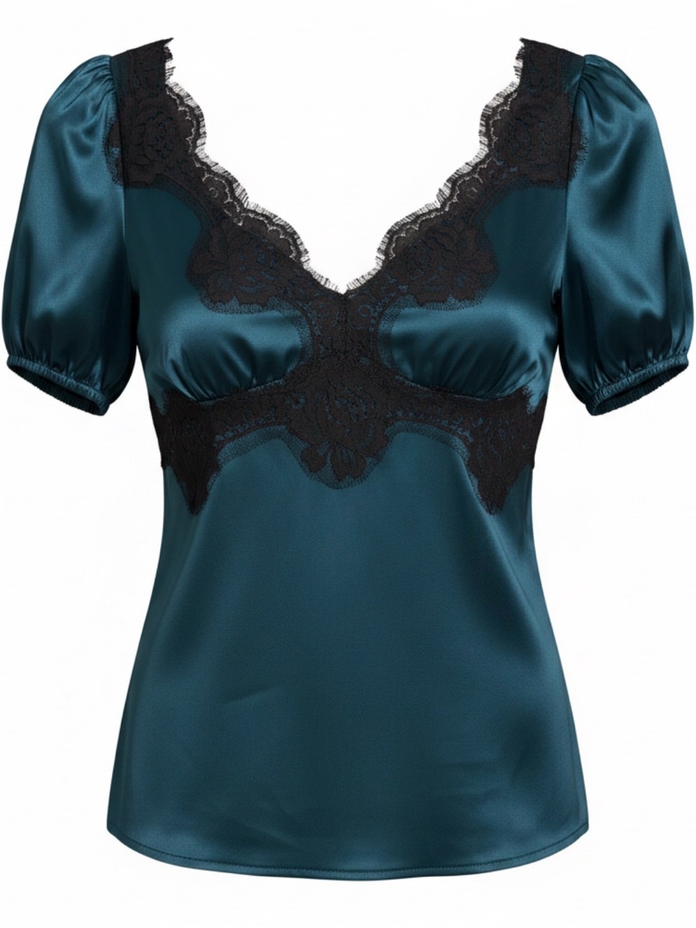 Dolce & Gabbana Teal Silk Charmeuse Top